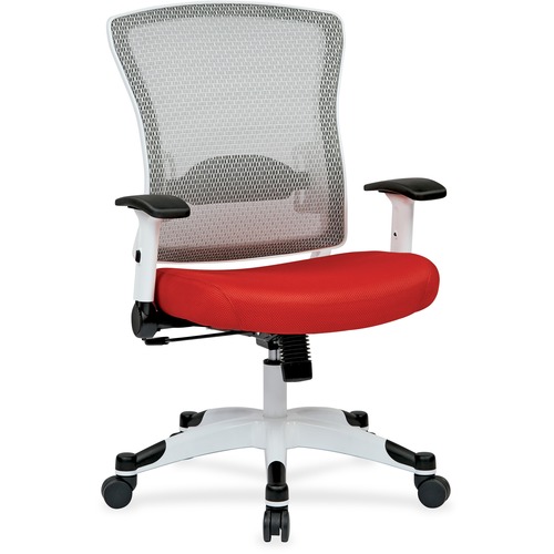 Space seating White Breathable Mesh Chair with Padded Mesh Seat - Red Seat Color - White Back Color - White Frame Color - 5-star Base - 1 Each