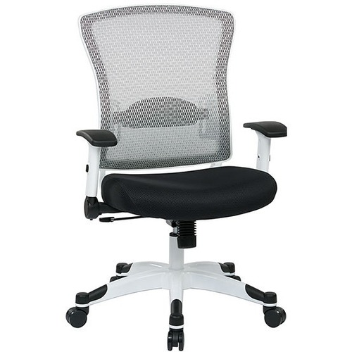 Space seating White Breathable Mesh Chair with Padded Mesh Seat - Black Seat Color - White Back Color - White Frame Color - 5-star Base - Synthetic - 1 Each