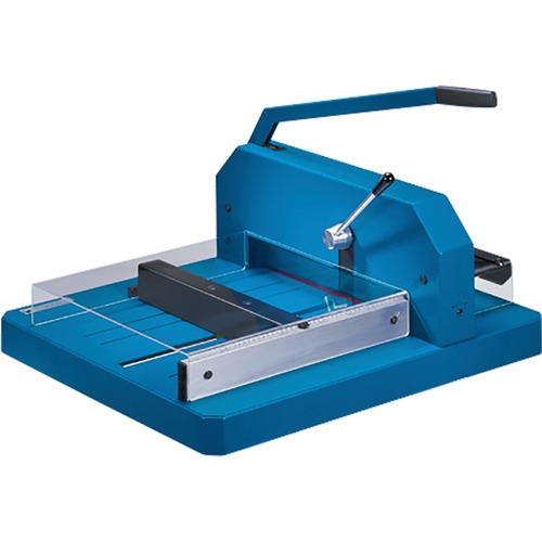 Dahle 846 Professional Stack Cutter - 500 Sheet Cutting Capacity - 16.88" Cutting Length - Ground Blade, Adjustable Alignment Guide, Durable, Burr-free Cut - Steel, Metal, Aluminum, Plastic - Blue - 30" Length - 1 / Carton