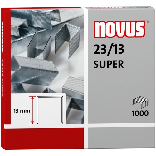Novus 23/13 Super Heavy Duty Staples - 33/64" Leg - Silver - Steel1000 / Carton