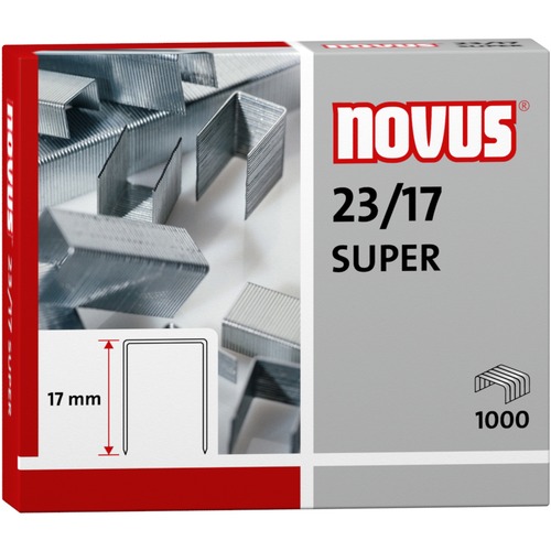 Novus 23/17 Super Heavy Duty Staples - 43/64" Leg - Silver - Steel1000 / Carton