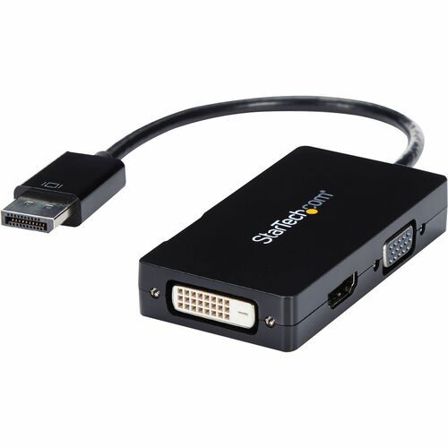 StarTech.com Travel A/V adapter: 3-in-1 DisplayPort to VGA DVI or HDMI converter - Connect a DisplayPort-equipped PC to an HDMI, VGA, or DVI Display - Connect Laptop to TV - DisplayPort to DVI - DisplayPort to VGA - DisplayPort to HDMI - DP to DVI - DP to