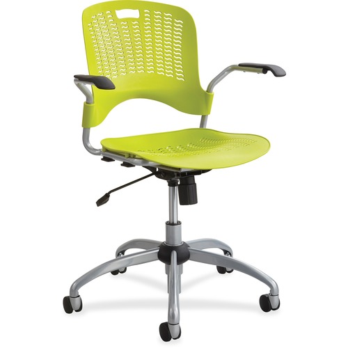 Safco Sassy Manager Swivel Chair - Grass Green Polypropylene Seat - Grass Green Polypropylene Back - 5-star Base - Armrest - 1 Each