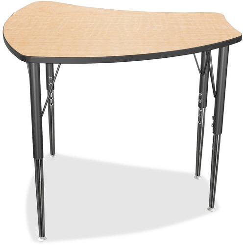 MooreCo Economy Shapes Desk - For - Table TopFusion Maple Curved Top - Four Leg Base - 4 Legs - 22" to 29" Adjustment x 28.75" Table Top Width x 27.25" Table Top Depth - 29" Height - Assembly Required - Black, Powder Coated - Rubber, Steel - 1 Each