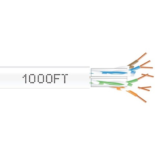 Black Box GigaTrue Cat.6a UTP Network Cable - 1000 ft Category 6a Network Cable for Server, Switch, Patch Panel, Wallplate, Network Device - First End: Bare Wire - Second End: Bare Wire - 10 Gbit/s - CMR, CMP - 23 AWG - White - TAA Compliant