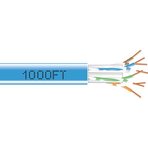 Black Box GigaTrue Cat.6a UTP Network Cable - 1000 ft Category 6a Network Cable for Patch Panel, Wallplate, Server, Switch, Network Device - First End: Bare Wire - Second End: Bare Wire - 10 Gbit/s - CMP, LSZH, Plenum - 23 AWG - Blue - TAA Compliant