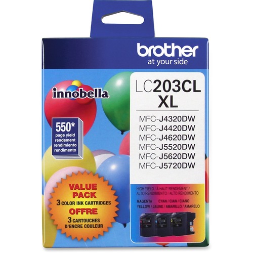 Brother Innobella LC2033PKS Original Ink Cartridge - Inkjet - High Yield - 550 Pages Cyan, 550 Pages Magenta, 550 Pages Yellow - Cyan, Magenta, Yellow - 3 / Pack - Ink Cartridges & Printheads - BRTLC2033PKS