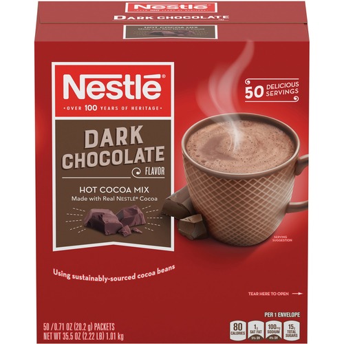 Nestle Professional Dark Chocolate Flavor Hot Cocoa Mix - 0.71 oz - 50 / Box