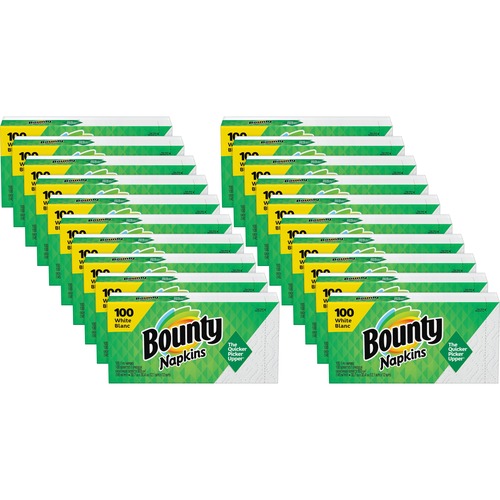 Bounty Everyday Napkins - 1 Ply - 12" x 12.10" - White - Soft, Strong, Absorbent, Quilted - For Face, Hand, Clothes - 100 Per Pack - 2000 / Carton