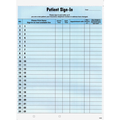 Tabbies Patient Sign-In Label Forms - 125 Sheet(s) - 8.50" x 11" Sheet Size - Blue - 125 / Pack