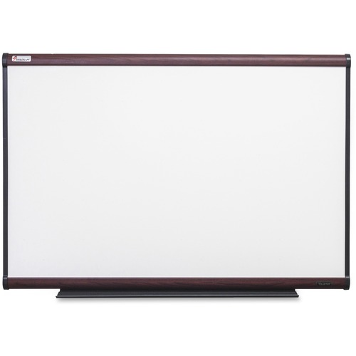 SKILCRAFT Mahogany Frame Total Erase Board - 36" (3 ft) Width x 24" (2 ft) Height - White Surface - Mahogany Aluminum Frame - Rectangle - Ghost Resistant, Stain Resistant, Moisture Resistant, Marker Tray, Grid Pattern, Rounded Corner - 1 Each