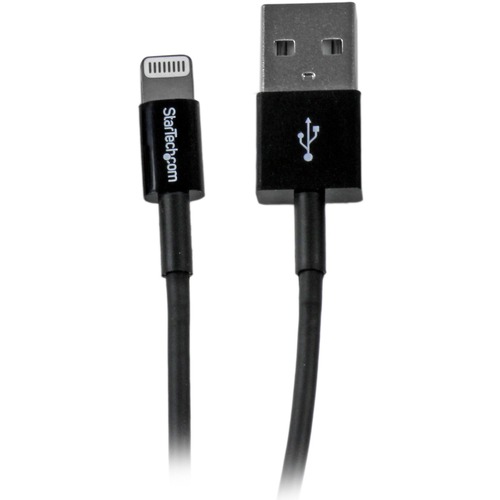 StarTech.com 3 ' / 1m USB Lightning Cable for iPhone iPod iPad - Black - Discontinued, Limited Stock, Replaced by RUSBLTMM1MB - New version RUSBLTMM1MB offers same functionality plus, Kevlar aramid fiber for tensile (pull) strength - Charge & sync your Ap