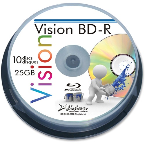 Blu-ray enregistrable - BD-R - 6x - 25 Go - 10 emballage Broche Vision