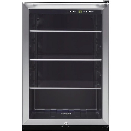Frigidaire 138 12 oz. Can Capacity Beverage Center - 4.60 ft³ - Reversible - 4.60 ft³ Net Refrigerator Capacity - 120 V AC - Stainless Steel
