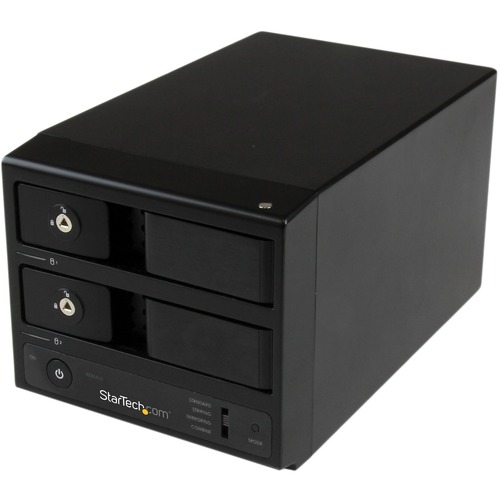 StarTech.com USB 3.0 / eSATA Dual-Bay Trayless 3.5" SATA III Hard Drive Enclosure with UASP - 2-Bay SATA 6 Gbps Hot-Swap HDD Enclosure - Connect two hot-swappable 3.5" SATA III hard drives to your computer externally through USB 3.0 with UASP or eSATA - e