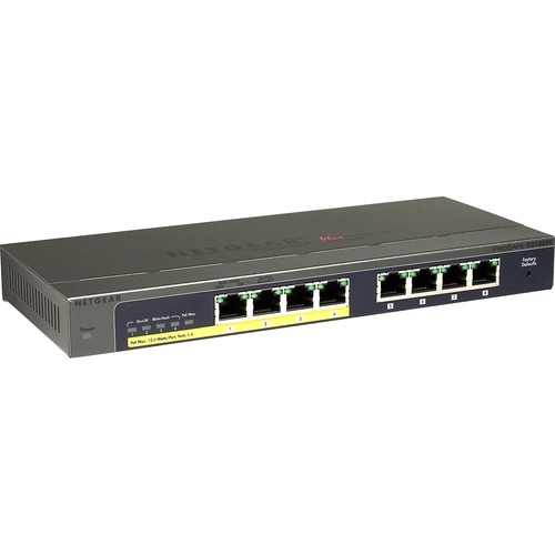 Netgear ProSafe Plus Switch 8-port Gigabit Ethernet Switch with 4-port PoE - 8 Ports - 10/100/1000Base-T - 2 Layer Supported - Desktop, Wall Mountable - Lifetime Limited Warranty