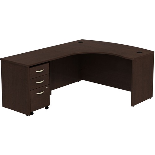 Bush Business Furniture Series C LH L-Desk with 3 Drawer Mobile Pedestal - x 1" Thickness Surface, 29.8" Height x 58.9" Width x 78.3" Depth - Total Drawer(s): 3 - Single Pedestal on Left Side - Material: Engineered Wood - Finish: Mocha Cherry - 1 Each