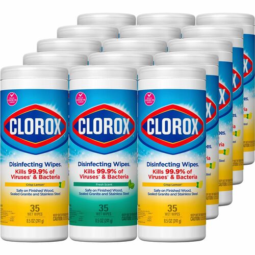 Clorox Disinfecting Cleaning Wipes Value Pack - For Multi Surface - Ready-To-Use - Fresh, Citrus Blend Scent - 35 / Canister - 15 / Carton - Pre-moistened, Disposable - White