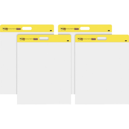 Post-it® Self-Stick Wall Pads - 20 Sheets - Plain - Stapled - 18.50 lb Basis Weight - 20" x 23" - White Paper - Self-adhesive, Repositionable, Bleed Resistant, Cardboard Back - 4 / Carton