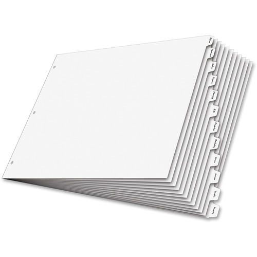 Cardinal Tabloid-size Write 'n Erase Tab Dividers - 12 Write-on Tab(s) - 12 Tab(s)/Set - Tabloid - 11" Width x 17" Length - 3 Hole Punched - White Paper Divider - White Tab(s) - Erasable, Reusable - 8 / Set