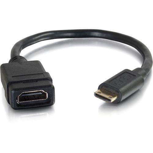 C2G Mini HDMI to HDMI Adapter - Mini HDMI to HDMI Converter - Mal/F - HDMI for Video Device, Monitor, Notebook, TV - 8" - 1 x HDMI (Mini Type C) Male Digital Audio/Video - 1 x HDMI Female Digital Audio/Video - Shielding - Black"""