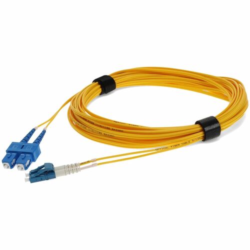 AddOn Fiber Optic Duplex Patch Network Cable - 16.4 ft Fiber Optic Network Cable for Network Device - First End: 2 x LC Network - Male - Second End: 2 x SC Network - Male - Patch Cable - Riser, OFNR - Yellow - 1