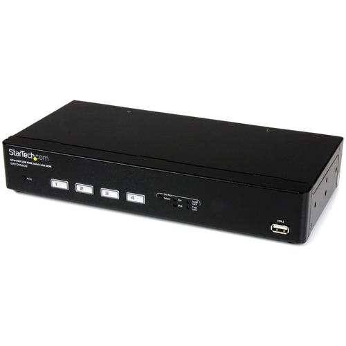 StarTech.com 4 Port USB DVI KVM Switch with DDM Fast Switching Technology and Cables - Control 4 DVI, USB-equipped PCs with a single peripheral set, with USB Dynamic Device Mapping to avoid switching lag-time - 4 Port USB DVI KVM Switch with DDM Fast Swit
