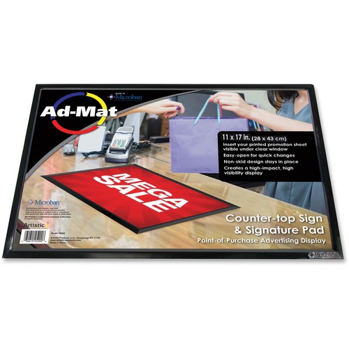 Artistic Ad-Mat Sign/Signature Pad - Rectangle - 11" (279.40 mm) Width x 17" (431.80 mm) Depth - Black - Signs & Sign Holders - AOP25201