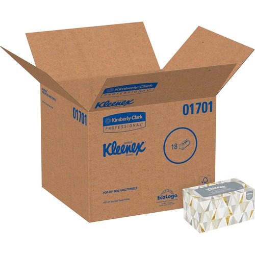 Kleenex Hand Towels with Premium Absorbency Pockets in a Pop-Up Box - 9" x 10.25" - White - Fiber - Absorbent, Hygienic, Chlorine-free - For Office, Lodging, Hand - 120 Per Box - 18 / Carton