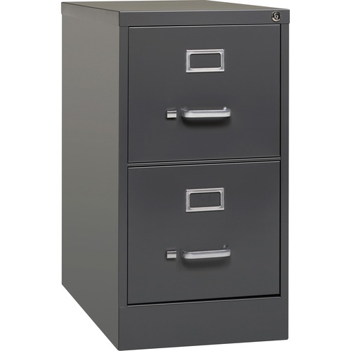 Lorell Fortress Series 26-1/2" Commercial-Grade Vertical File Cabinet - 15" x 26.5" x 28.4" - 2 x Drawer(s) for File - Letter - Vertical - Drawer Extension, Security Lock, Label Holder, Pull Handle - Charcoal - Steel - Recycled