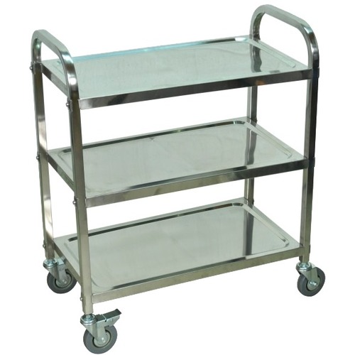 Luxor Kitchen Cart - 3 Shelf - 200 lb Capacity - Stainless Steel - 26" Width x 16" Depth x 35" Height - Silver - 1 Each