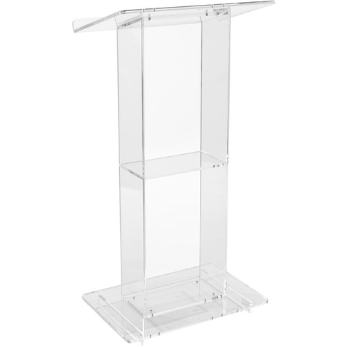 Oklahoma Clear Acrylic Lectern with Shelf - Assembly Required - Transparent - Acrylic, Plexiglass