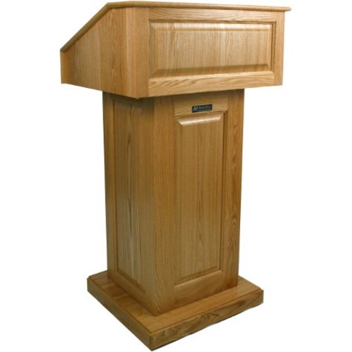 AmpliVox Victoria Lectern - 47" Height x 27" Width x 22" Depth - Natural Oak, Clear Lacquer - Solid Wood, Solid Hardwood
