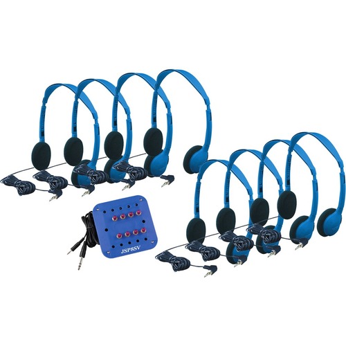 Hamilton Buhl 8 Person Kids Listening Center Includes: 8- Kids Ha2 Personal Blue Headsets 1- Kids Stereo Blue Jack Box With Volume Control - Stereo - Blue - Mini-phone (3.5mm) - Wired - 32 Ohm - 20 Hz 20 kHz - Over-the-head - Binaural - Supra-aural - 6 ft