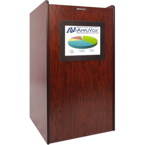 AmpliVox Visionary Multimedia Lectern - 47" Height x 26" Width x 21" Depth - Natural Oak - Solid Hardwood, Solid Wood