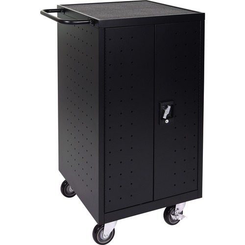 Luxor LLTP18-B - 18 Laptop/Chromebook Computer Charging Cart - 125 lb Capacity - 4 Casters - 4" Caster Size - Steel - 25" Width x 21.25" Depth x 39.75" Height - Black - For 18 Devices