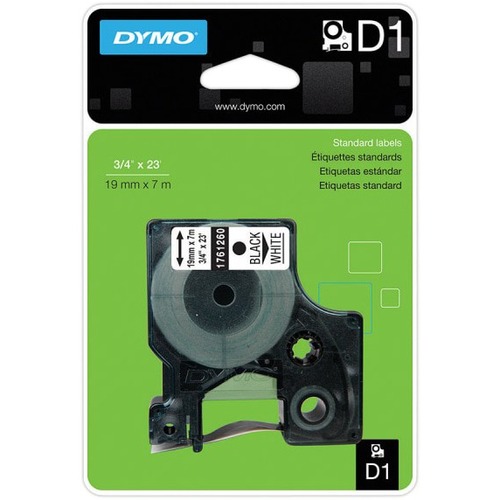 Dymo D1 Multipurpose Label - 3/4" Width - Removable Adhesive - Rectangle - Black on White - 1 Each - Water Resistant