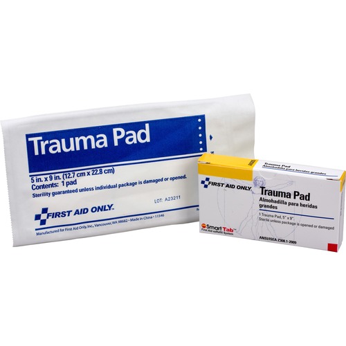 First Aid Only Trauma Pad - 5" x 9" - 1Each - White