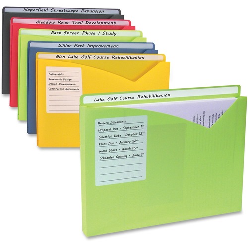 C-Line Letter File Jacket - 8 1/2" x 11" - 1" Expansion - Charcoal Gray, Lime Green, Raspberry Red, Steel Blue, Amber Orange - 25 / Box