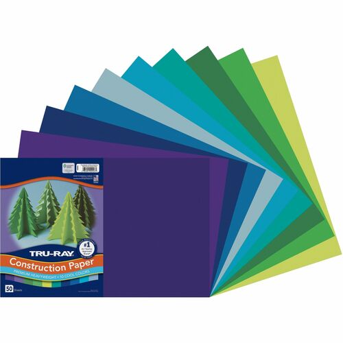 Tru-Ray Construction Paper - Project, Bulletin Board - 18"Width x 12"Length - 1 / Pack - Cool Assorted - Paper