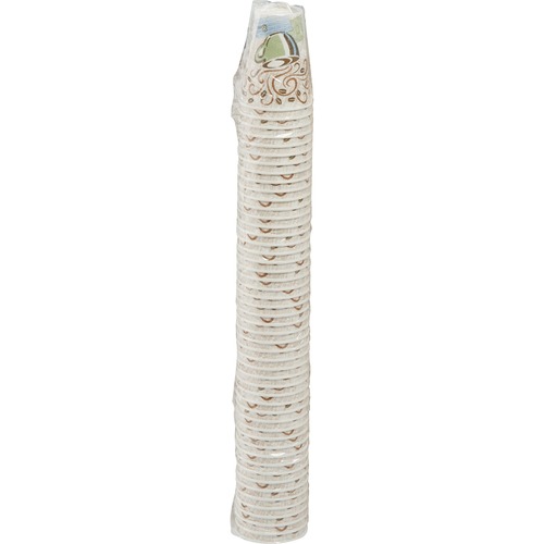 Dixie PerfecTouch Insulated Paper Hot Coffee Cups by GP Pro - 8 fl oz - White, Brown, Green - Paper - Hot Drink - 50 / Pack