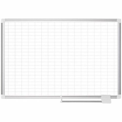MasterVision® 2" Grid Magnetic Gold Ultra Board Kit, 24" x 36" , White/Silver - Large - Undated - 36" x 24" Sheet Size - 24" Height x 36" Width Each