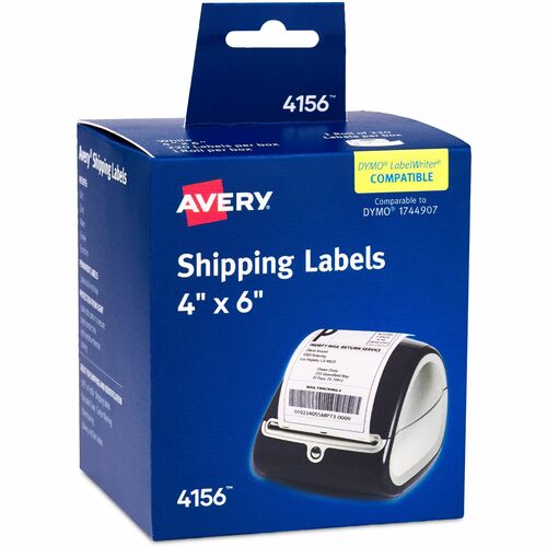 Avery® Thermal Roll Labels 4" x 6" , 220 White Shipping Labels (4156) - x 4" Width x 6" Length - Roll - Permanent Adhesive - Rectangle - Direct Thermal, Thermal - Bright White - Paper - Water Resistant - Permanent Adhesive, Stick & Stay, Scratch Resis