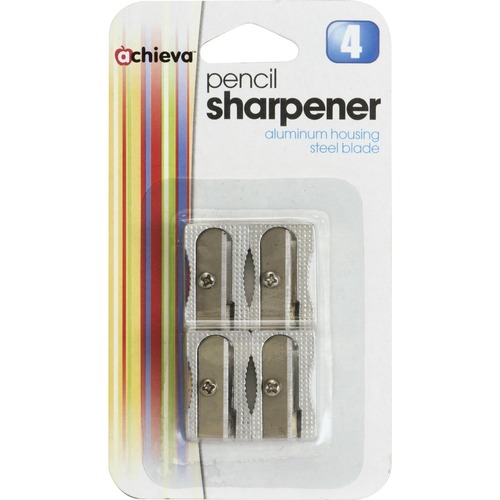 Officemate Achieva Aluminum Pencil Sharpeners, 4PK - Handheld - Metal, Aluminum - Metallic Silver - 4 / Pack