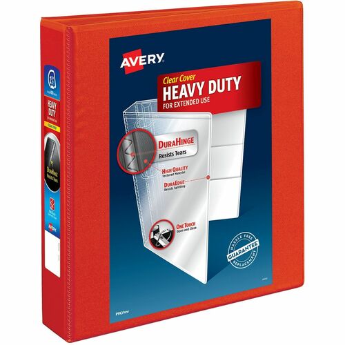 Avery® Heavy-Duty View 3 Ring Binder - 1 1/2" Binder Capacity - Letter - 8 1/2" x 11" Sheet Size - 400 Sheet Capacity - 3 x Ring Fastener(s) - 4 Pocket(s) - Polypropylene - Recycled - Pocket, Heavy Duty, One Touch Ring, Long Lasting, Tear Resistant, S