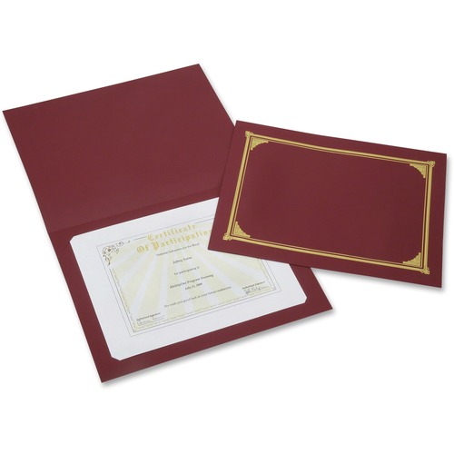 SKILCRAFT A4 Recycled Certificate Holder - 8 17/64" x 11 11/16" , 8 1/2" x 11" , 8" x 10" - Burgundy - 30% Recycled - 6 / Pack