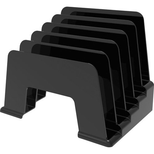 Deflecto Sustainable Office Small Incline Sorter - 5 Compartment(s) - 6" Height x 8" Width x 5.5" Depth - Desktop - Sturdy - 30% - Black - Plastic - 1 Each - Desktop Organizers - DEF34504
