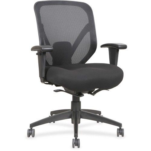Lorell Executive Self-tilt Mesh Mid-back Office Chair - Fabric Seat - Fabric Back - 5-star Base - Black - 1 Each