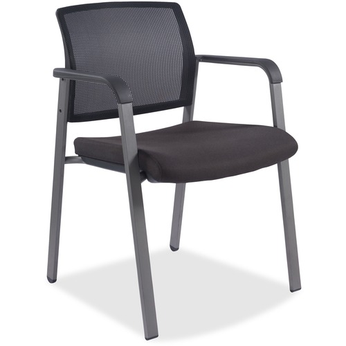Lorell Mesh Back Guest Chair - Black Fabric Seat - Black Mesh Back - 1 Each