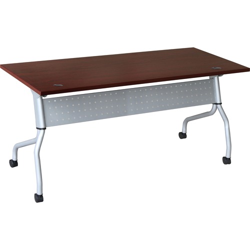 Lorell Flip Top Training Table - Rectangle Top - Four Leg Base - 4 Legs x 23.60" Table Top Width x 72" Table Top Depth - 29.50" Height x 70.88" Width x 23.63" Depth - Assembly Required - Mahogany - Nylon - Melamine Top Material - 1 Each